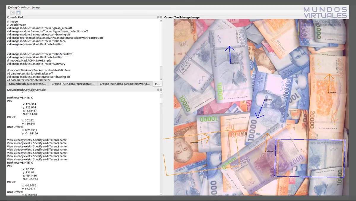 Software de visión artificial detectando billetes con bounding boxes